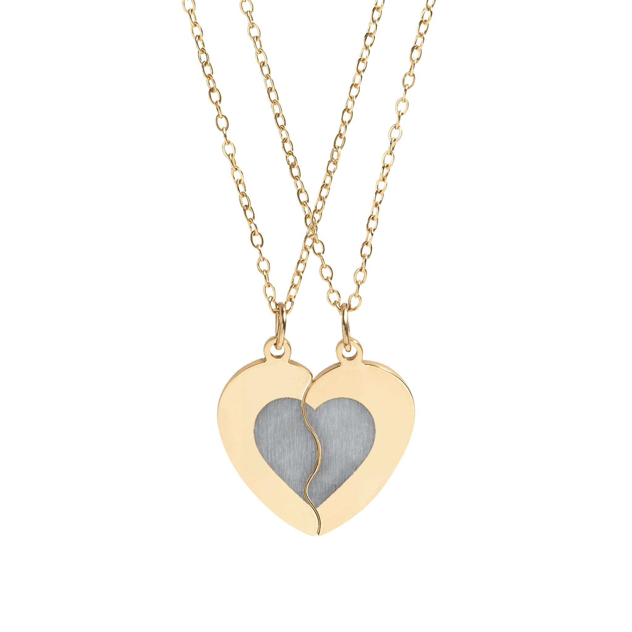 Break Apart Heart Necklace Set (Engraving)